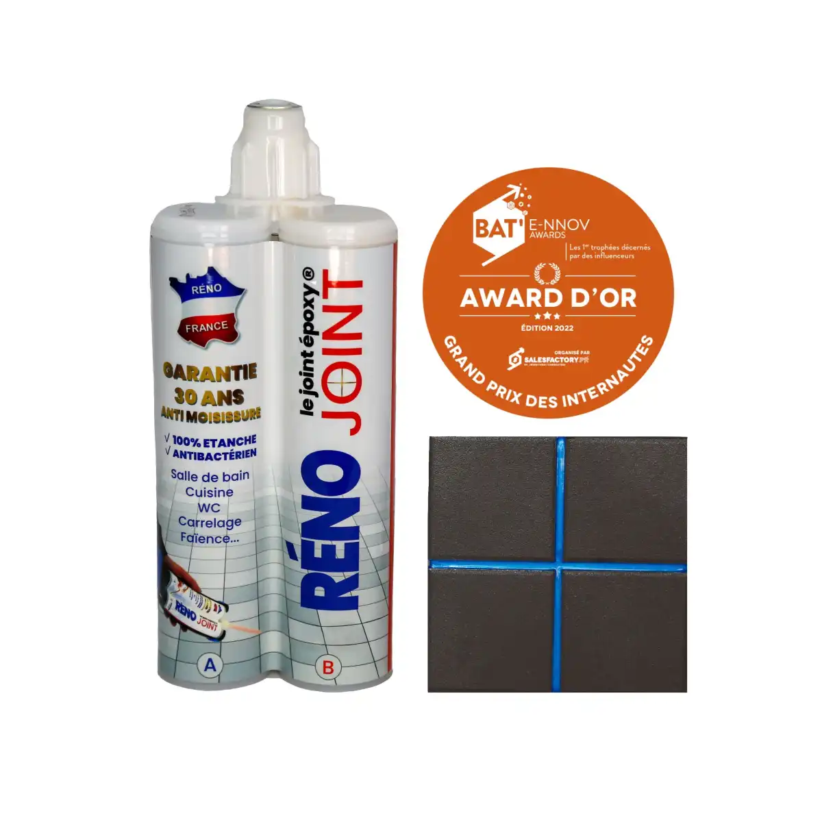 Joint de carrelage bleu époxy