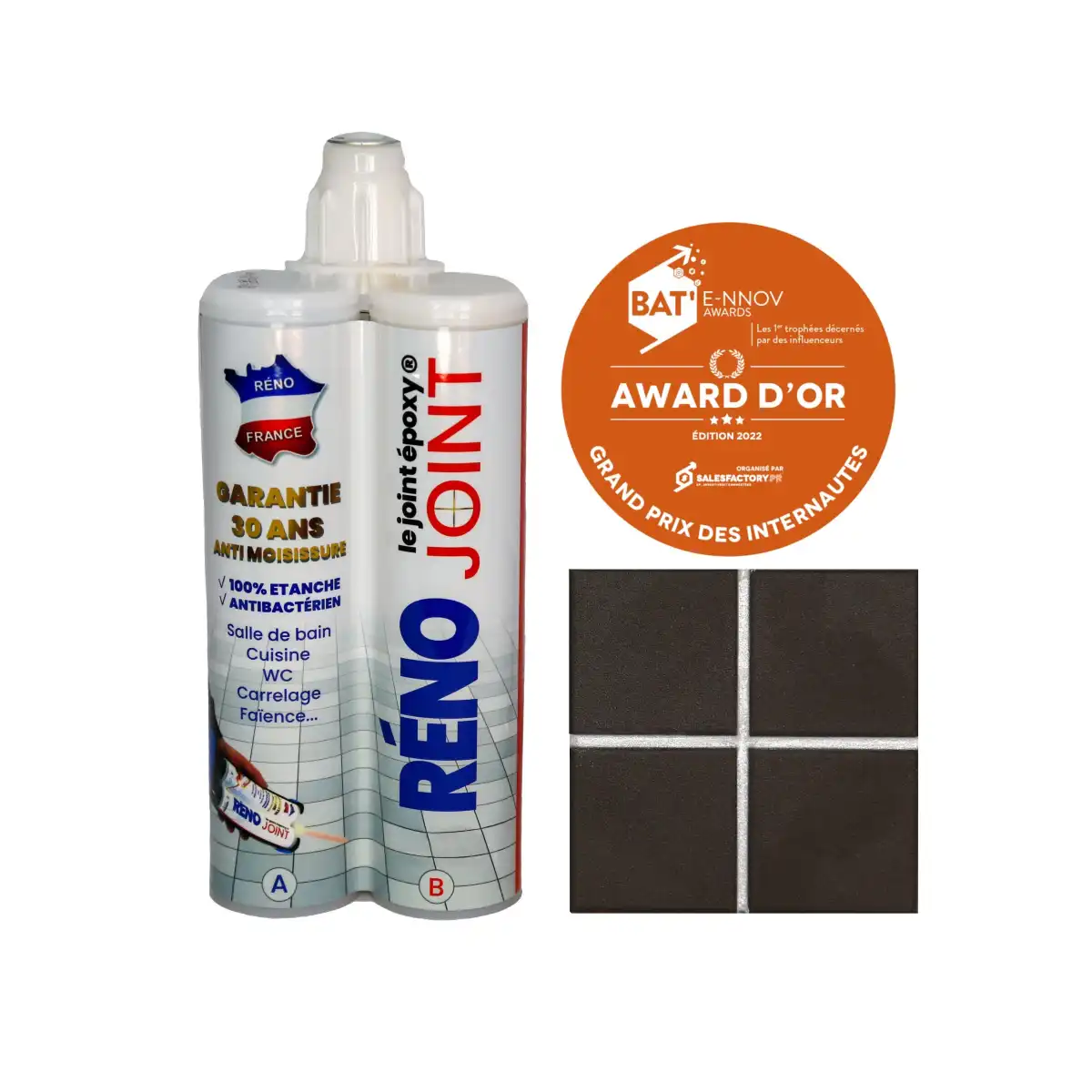 Joint de carrelage blanc pailletée époxy