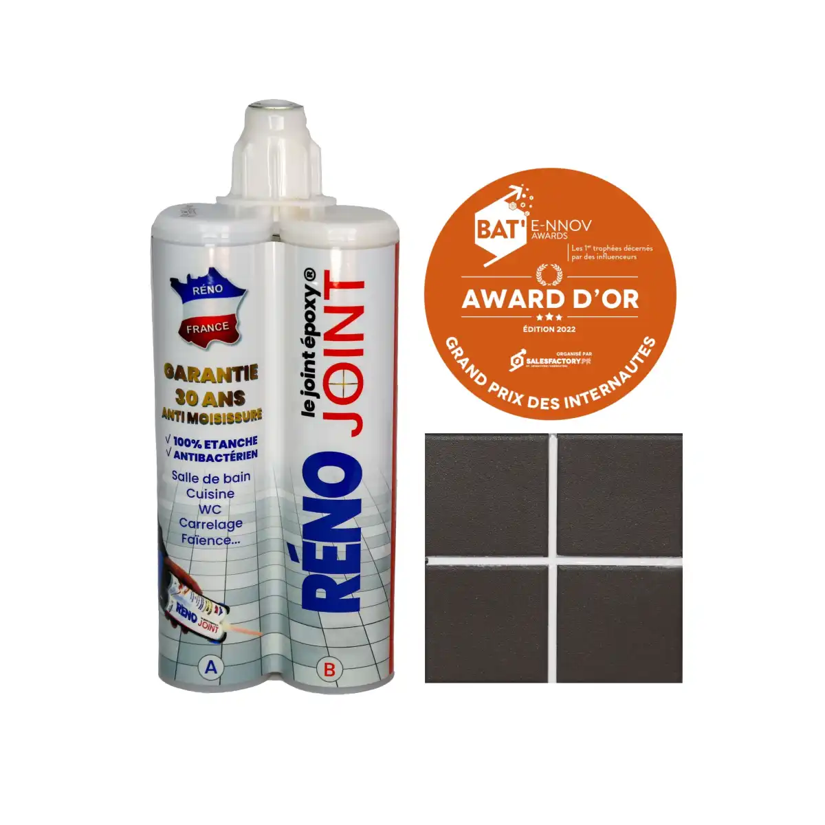 Joint de carrelage blanc époxy cartouche