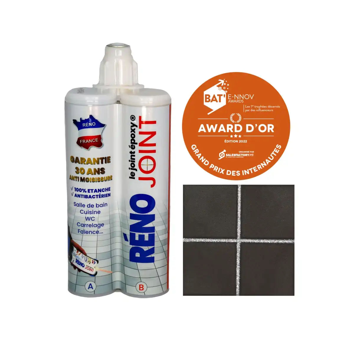 Joint de carrelage pailleté argent