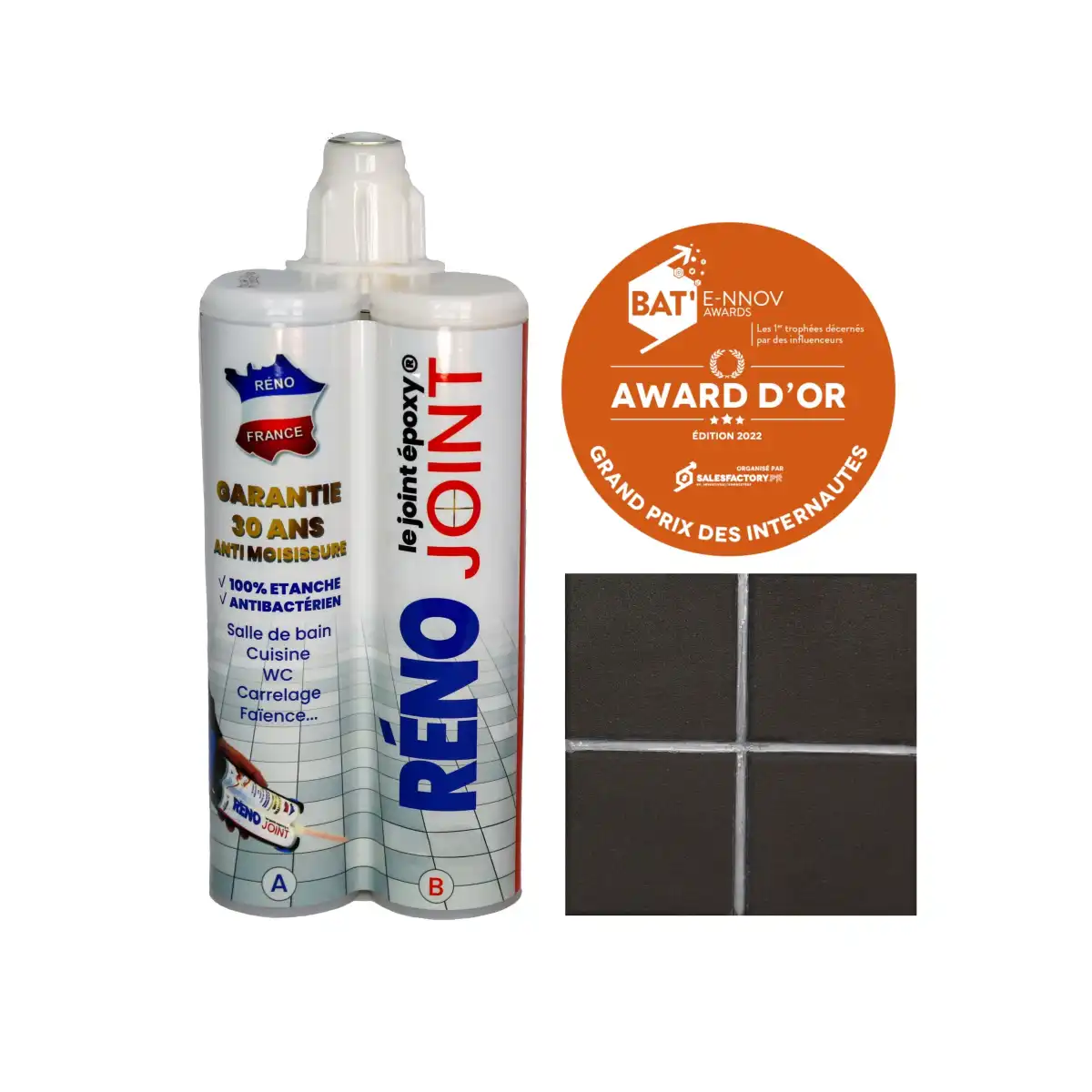 Joint de carrelage gris métallique époxy